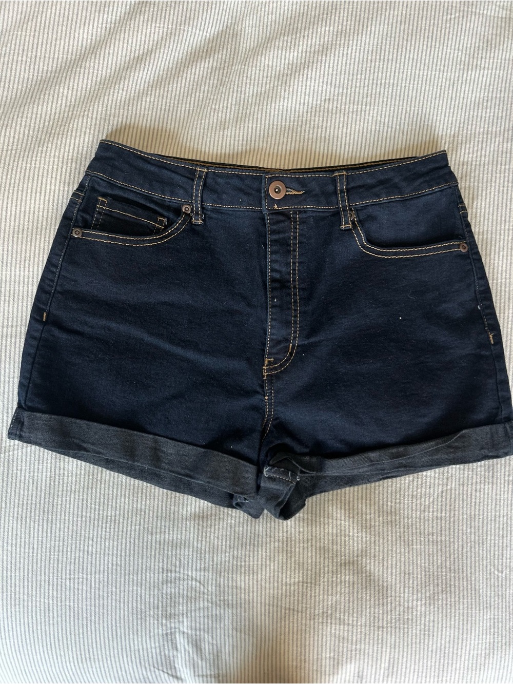 Forever 21 Black Cuffed High-Rise Jean Shorts